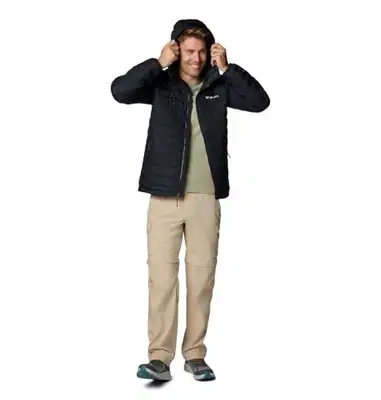 COLUMBIA MEN'S POWDER LITE II HOODED JACKET - SIZE: MEN 1X - BLACK – neu – Herrenmode – überwiegend weiß – Foto 1 von 5