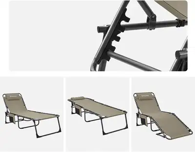 KingCamp Tragbarer Sessel 4-fach Faltbar Campingbett Verstellbar - Beige – neu – Camping & Outdoor – Foto 1 von 4