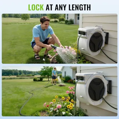 CASINCE 100 FUSS X 1/2 ZOLL EINZIEHBARE GARTENSCHLAUCHTROMMEL FÜR GARTEN - – neu – Garten & Pflanzen – überwiegend weiß…