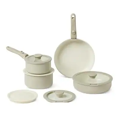 AMAZON BASICS KERAMIK ANTIHAFT TÖPFE UND PFANNEN SET MIT ABNEHMBAREM - LEINEN – neu – Möbel – überwiegend weiß – Foto 1 von 5