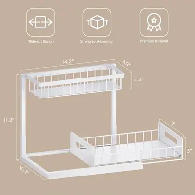 VUSIGN UNTER WASCHBECKEN ORGANIZER UND AUFBEWAHRUNG 2ER-PACK, AUSZIEHBARER – neu – Möbel – überwiegend silber – Foto 1 von 5