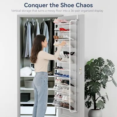 Whitmor 36 Paar Schuh Organizer über der Tür, 12 Ebenen hängende Schuh – neu – Möbel – überwiegend weiß – Foto 1 von 5