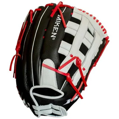 MIKEN PLAYERS SERIES SLOWPITCH SOFTBALL HANDSCHUHE LINKSHÄNDER - SCHWARZ WEISS – neu – Baseball & Softball – Foto 1 von 5