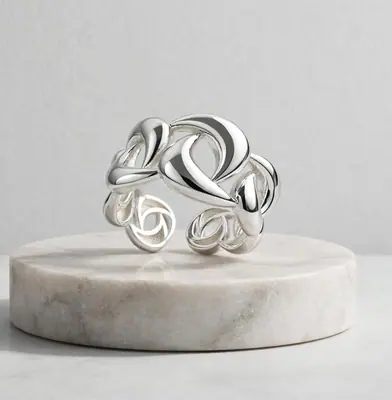 Liquid Lava Ring- Breiter Wellen-Ring , 925 , 925 Silber, Silberring verstellbar – neu – Uhren & Schmuck – Foto 1 von 5
