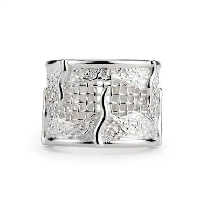 Zeldaea - Breiter Flecht-Ring , 925 Silber, Silberring verstellbar – neu – Uhren & Schmuck – Foto 1 von 5