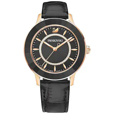 Swarovski Octea Lux Damenuhr mit schwarzem Zifferblatt und schwarzem Lederarmban – neu – Uhren & Schmuck – Foto 1 von 5