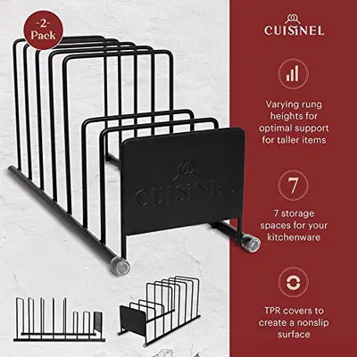 CUISINEL DECKEL UND GESCHIRR ORGANIZER RACK - 2ER PACK MATT SCHWARZ KÜCHE - – neu – Möbel – Foto 1 von 5