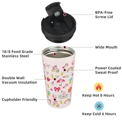 BJPKPK 18 OZ ISOLIERTER BECHER MIT DECKEL UND STROHHALM EDELSTAHL BECHER - – neu – Möbel – überwiegend weiß – Foto 1 von 5