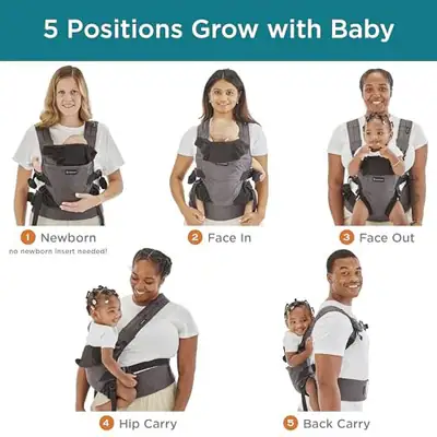 CONTOURS BABYTRAGE NEUGEBORENE BIS KLEINKIND | REISE 5 POSITIONEN - CARBON GRAU – neu – Sonstiges – Foto 1 von 5
