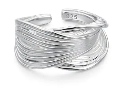 Wire Mesh - 925 Sterling Silber in welliger Form, Ästhetischer Ring für Damen - – neu – Uhren & Schmuck – Foto 1 von 5