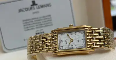 Damenuhr JACQUES LEMANS Swiss made 10 Micron vergoldet JL-648 rechteckig – gebraucht, wie neu – Uhren & Schmuck – Foto 1…