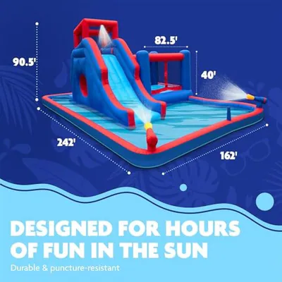 SUNNY & FUN 2-IN-1 BOUNCE & BLAST AUFBLASBARER WASSERRUTSCHENPARK - ROT, BLAU, – neu – Sonstiges – Foto 1 von 5