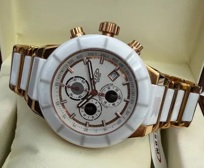 ESBM Herrenuhr Luxus Designer Chronograph Keramik Weiß Rosé Saphirglas Holzbox – gebraucht, wie neu – Uhren & Schmuck…