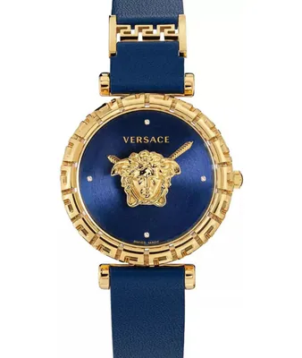 Versace VEDV01019 Palazzo Empire Greca Diamond blau gold Leder Damen Uhr NEU – neu – Uhren & Schmuck – Foto 1 von 5