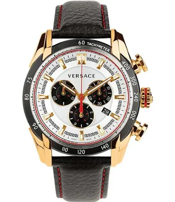 Versace V-Ray Chronograph, weißes Zifferblatt, schwarzes Lederarmband, Herren – neu – Uhren & Schmuck – Foto 1 von 5