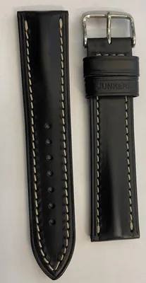 22 mm JUNKERS Schwarzes Uhrenarmband Echt Leder mit weißer Naht weich stabil – neu – Uhren & Schmuck – Foto 1 von 3
