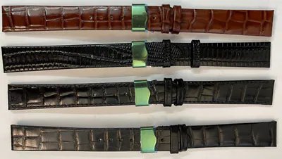 18 mm dünne Leder-Uhrenarmbänder mit Faltschliesse vergoldet schwarz-braun XL – neu – Uhren & Schmuck – Foto 1 von 5
