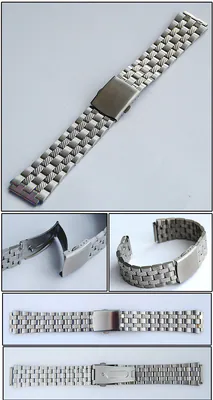 18 mm Edelstahl Uhrenarmband Gliederband Faltschließe mit Drücker neu Sport – neu – Uhren & Schmuck – überwiegend silber