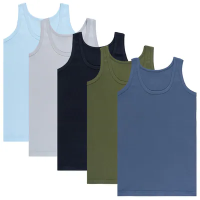 5 Jungen Unterhemden 100% Baumwolle Tank Top Kinder Unterwäsche Knaben Boy – neu – Sonstiges – überwiegend weiß – Foto 1…