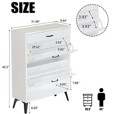 AWQM SCHUHSCHRANK, MODERNER FREISTEHENDER SCHUHSCHRANK FÜR - WEISS – neu – Möbel – Foto 1 von 5