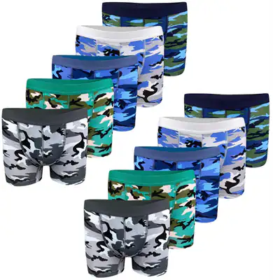10 Jungen Boxershorts Camouflage Baumwolle Boxer Shorts Unterwäsche Unterhosen – neu – Sonstiges – überwiegend weiß – Foto…
