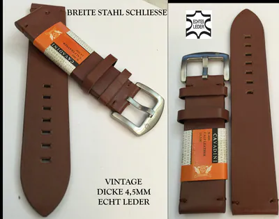 18-26 mm VINTAGE ECHT-LEDER hellbraun Uhrenarmband Cavadini Breite Dornschließe – neu – Uhren & Schmuck