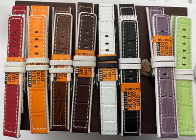 18 mm Uhrenarmbänder Leder Kroko-Prägung mit Borte Diloy schwarz-braun-weiß-bunt – neu – Uhren & Schmuck – Foto 1 von 5