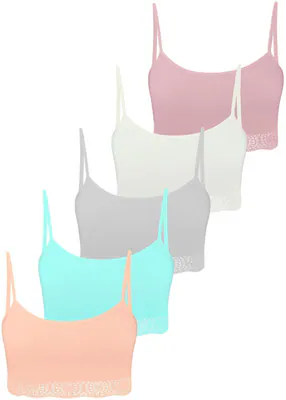 5 Mädchen Bustier Baumwolle mit Spitze Sport BH Unterwäsche Kinder Top Träger – neu – Sonstiges – überwiegend weiß – Foto 1…