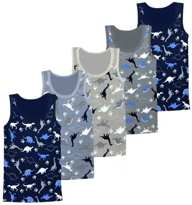 5 Jungen Unterhemden Dinosaurier Baumwolle Tank Top Kinder Knaben Unterhemd – neu – Sonstiges – überwiegend weiß – Foto 1…