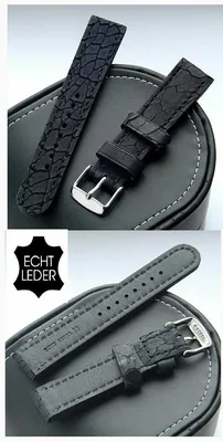 20-22-24mm Echt Leder Uhrenarmband schwarz Sahara-Optik dick und biegsam – neu – Uhren & Schmuck