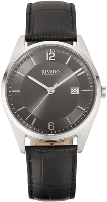 Rivado Herrenuhr massiv Edelstahl 39mm klassik elegant Datum 5 bar schwarz – neu – Uhren & Schmuck