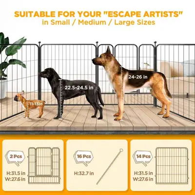 CAKOSSY STRAPAZIERFÄHIGER METALL HAUSTIER HUND LAUFSTALL [32" HÖHE] ROSTFREI - – gebraucht, gut – Sonstiges – überwiegend…