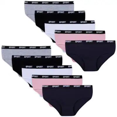 10 Mädchen Slips Unterhosen SPORT Unterwäsche Panty Kinder Baumwolle Hipster – neu – Sonstiges – überwiegend weiß – Foto 1…