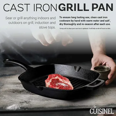 CUISINEL GUSSEISEN QUADRATISCHE GRILLPFANNE - 10,5 ZOLL – neu – Möbel – überwiegend schwarz – Foto 1 von 5