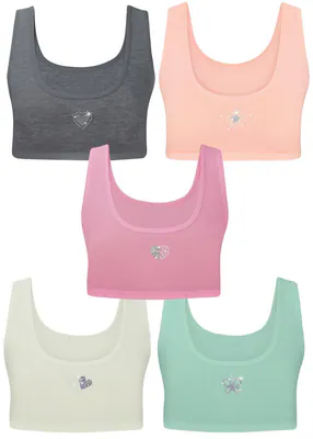 5 Mädchen Bustier Strass & Glitzer BH Sport Trägertop Kinder Unterwäsche 128-170 – neu – Sonstiges – überwiegend weiß…