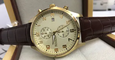 Rivado Herrenuhr Chronograph Edelstahl vergoldet 44mm arabisch RIGS-20222-12L – neu – Uhren & Schmuck – Foto 1 von 4
