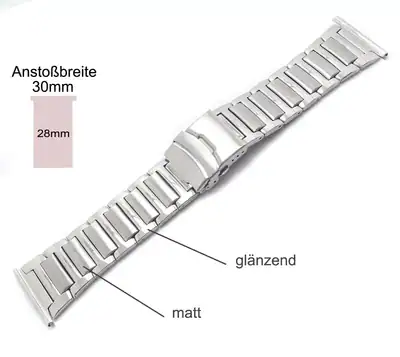 Uhrenarmband 30/28 mm Edelstahl Sicherheitsfaltschließe 30 Stegbreite P.Magli – neu – Uhren & Schmuck – überwiegend weiß…