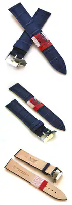 18mm XL Echt Leder Uhrenarmband Cavadini, Extra lang, blau-braun-schwarz – neu – Uhren & Schmuck – Foto 1 von 5