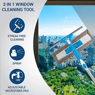 SCRUBIT AUSZIEHBARER ABZIEHER FENSTERREINIGER - FENSTERREINIGUNGSWERKZEUG MIT - – neu – Möbel – überwiegend weiß – Foto 1…