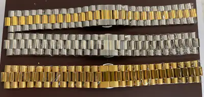 20mm Uhrenarmband Edelstahl, Gold-Bicolor-Stahl mit runde Ansatzklammern, Jubile – neu – Uhren & Schmuck – Foto 1 von 5