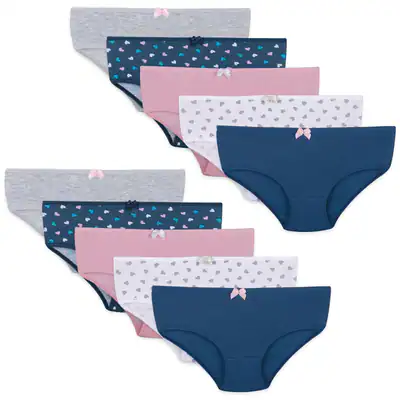 10 Mädchen Slips Unterhosen Unterwäsche HERZ Panty Kinder Baumwolle Hipster – neu – Sonstiges – überwiegend weiß – Foto 1…
