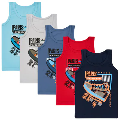 5 Jungen Unterhemden Baumwolle Tank Top Kinder Knaben Unterhemd Shirt 92-158 – neu – Sonstiges – überwiegend weiß – Foto 1…