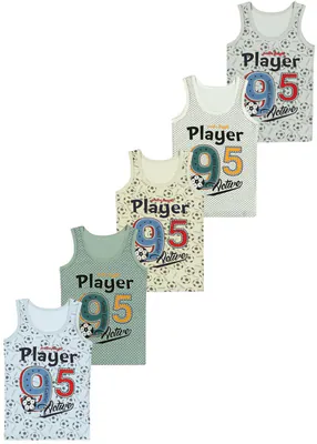 5 Jungen Unterhemden Baumwolle Tank Top Kinder Knaben Unterhemd Shirt Player – neu – Sonstiges – überwiegend weiß – Foto 1…