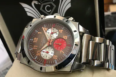 CAVADINI Herrenuhr Designer Chronograph TIMOR Edelstahl CV-1010 tabakbraun – gebraucht, wie neu – Uhren & Schmuck – Foto 1…