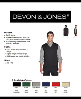 D477 Devon & Jones Weste Erwachsene V-Ausschnitt – neu – Herrenmode – überwiegend weiß