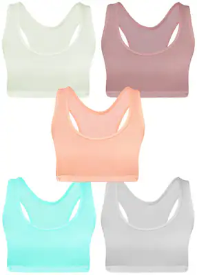 5 Mädchen Bustier Baumwolle Strass & Glitzer Sport BH Kinder Unterwäsche 128-170 – neu – Sonstiges – überwiegend weiß…