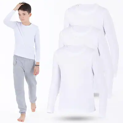 3er Pack Weiss Jungen Mädchen Langarmshirts Baumwolle Unterhemden Unterwäsche – neu – Sonstiges – Foto 1 von 5