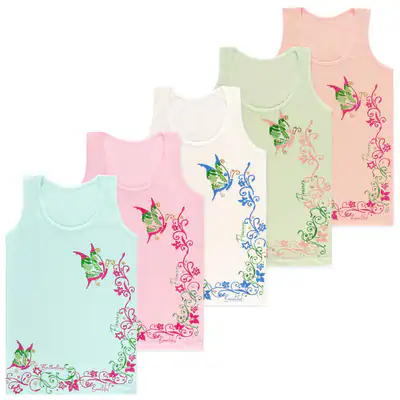 5 Mädchen Unterhemden Schmetterling Tank Top Baumwolle Kinder Unterwäsche – neu – Sonstiges – überwiegend weiß – Foto 1 von 5