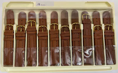 KONVOLUT 10 Stück Uhrenarmbänder Echt Leder Braun 18mm vergoldete Schliesse Rar – gebraucht, wie neu – Uhren & Schmuck…
