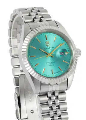 CAVADINI Herrenuhr Leonardo CV-330NJ Edelstahl Band 5-reihig Pearl XL Stahl-mint – gebraucht, wie neu – Uhren & Schmuck…